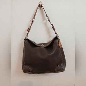 Coach Brown Pebbled Leather Chelsea Shoulder Bag.
